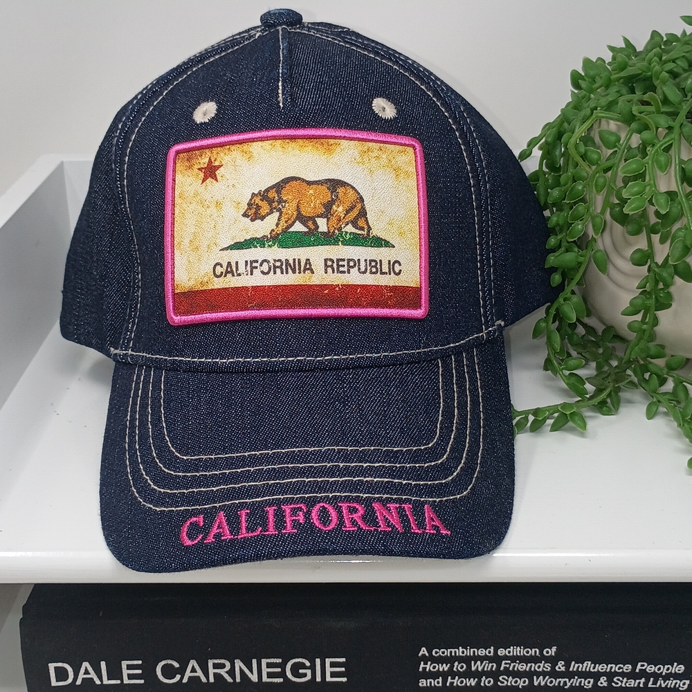 Robin Ruth Denim California Republic Hat - Blue and Pink - Picture 3 of 9